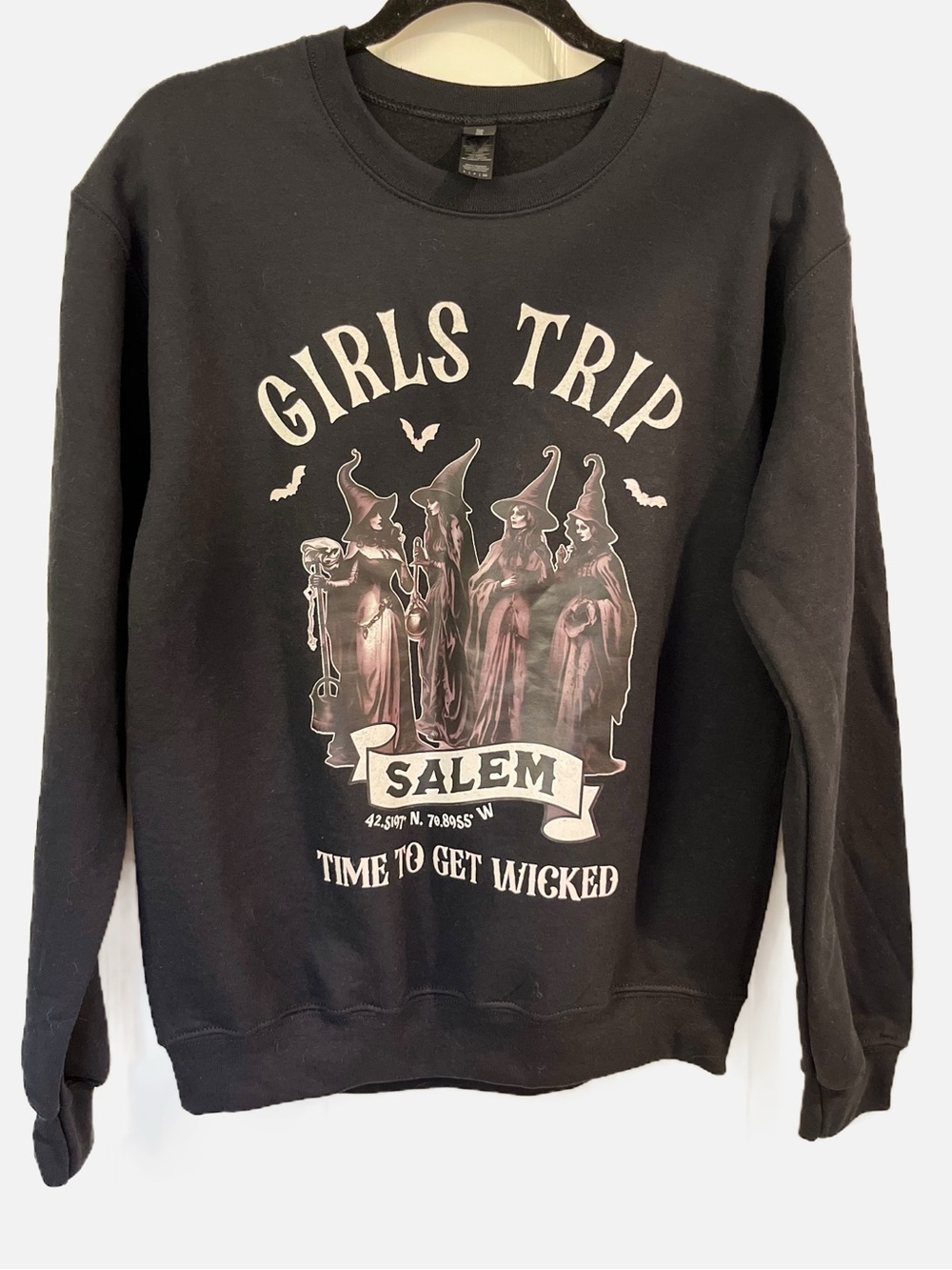 GIRLS TRIP Salem 'Time to Get Wicked' Black Graphic Crewneck Sweatshirt